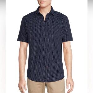 Going Soon! Daniel Cremieux Dotted Short Sleeve Shirt - Navy. XXL